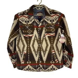 Rafter C Red Dirt Southwestern Flannel Wool Bld Shacket Shirt Jacket Men's Large
